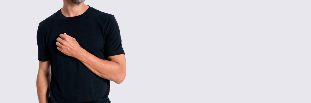 a-man-with-blue-t-shirt-with-mountains-logo