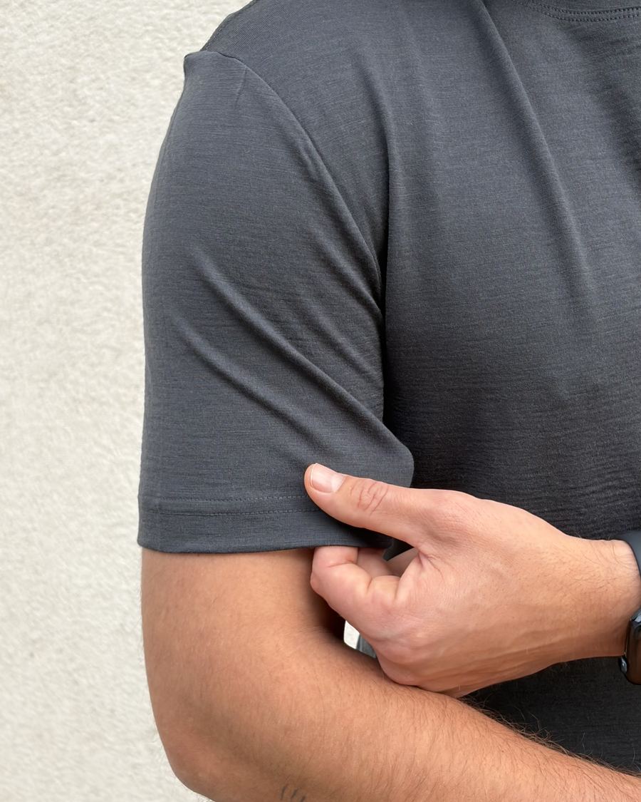 Close-up of the Merino Life Tee sleeve